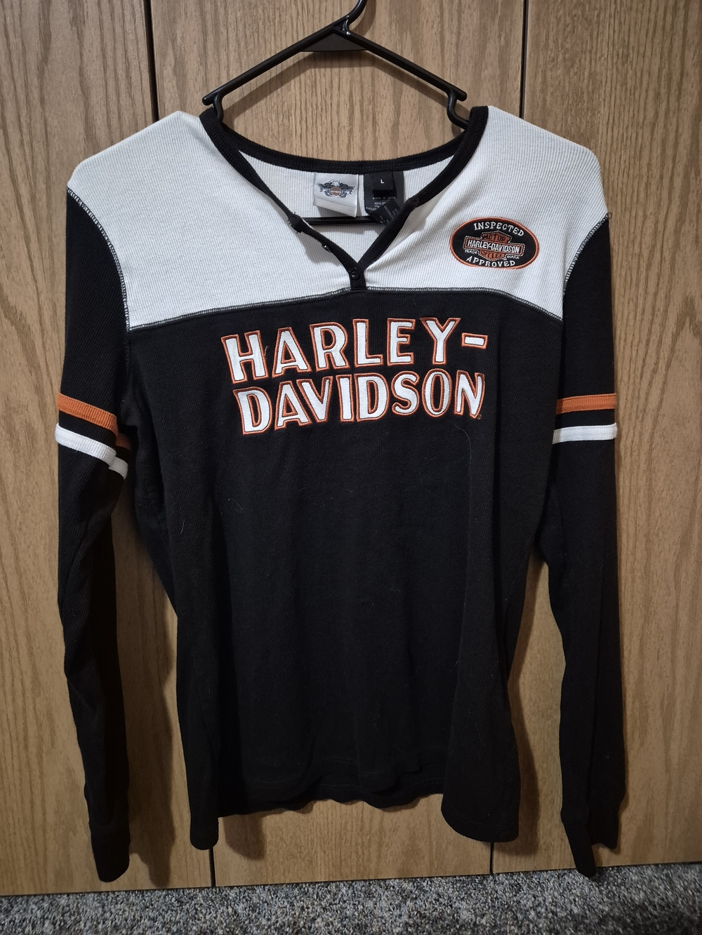 Vintage Harley Davidson  Embroidered  Thermal Long Sleeve Shirt Y2K Size Large